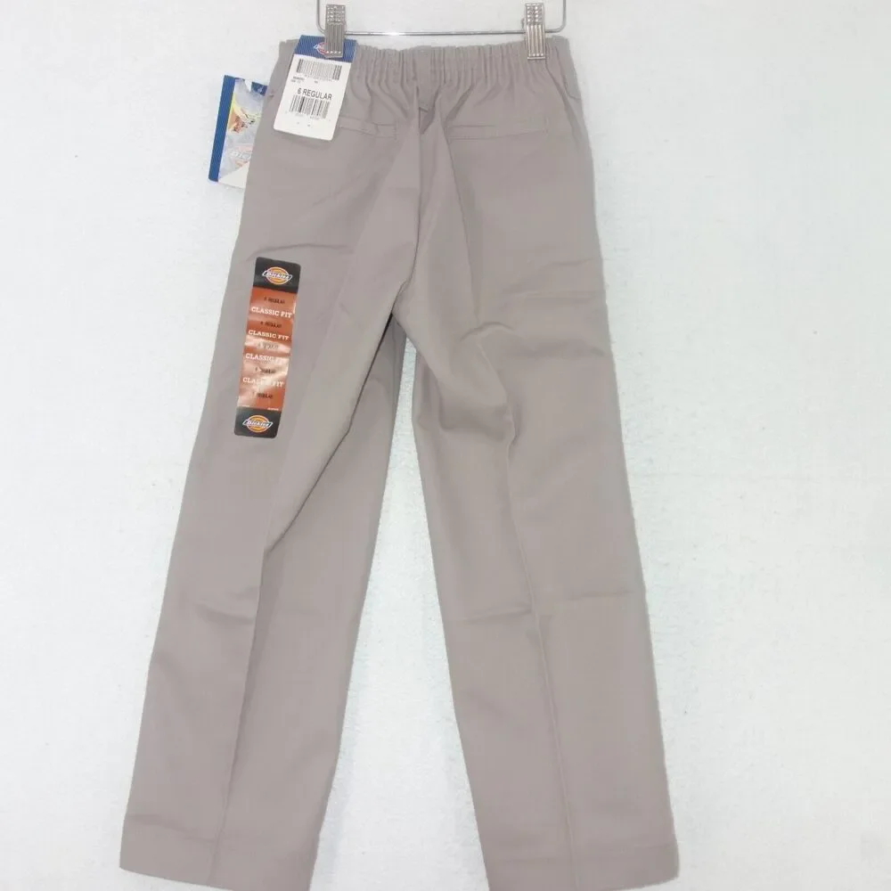 NEW Dickies Classic Fit Straight Leg Flat Front Uniform Pants Boy's 4 Gray - Picture 4 of 5